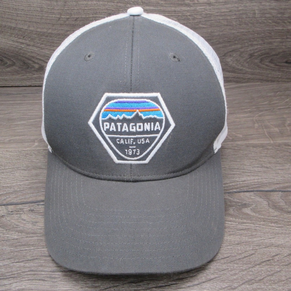 Patagonia Hat Cap Mens Snap Back Grey White Gorpcore Hiking Outdoor Camp Trail